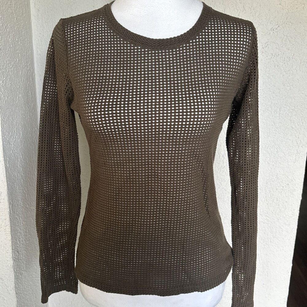 Aritzia Wilfred Free Brown Mesh Long Sleeved Shirt Size XS